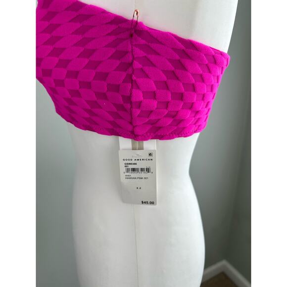 NWT Good American Hawaiian Pink Jacquard Bandeau Bikini Top - M - Picture 5 of 8